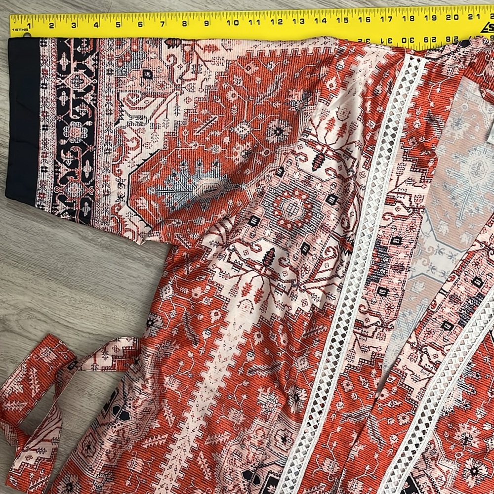 David’s Bridal Multicolor Silky Tie Waist Knee Length Robe Size S/M - Picture 16 of 16